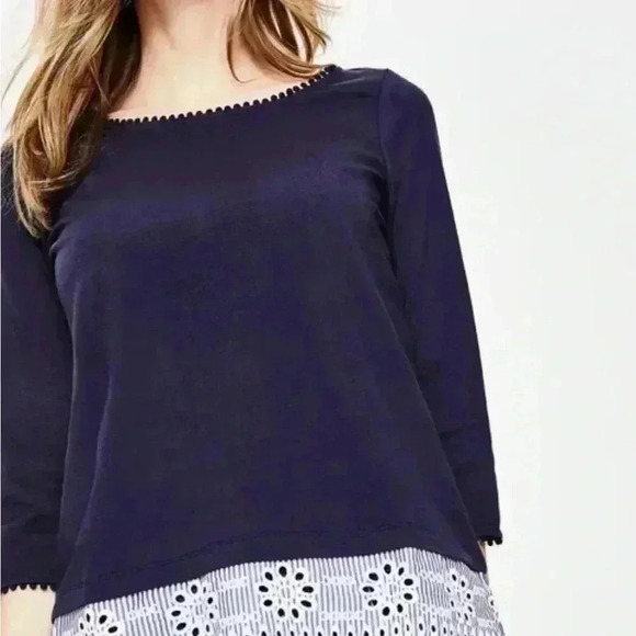 Boden Jersey Broderie Overlay Top - Picture 7 of 10
